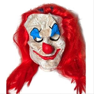 Creepy Clown Mask Halloween Costume Red Hair Blue‎ Eyes